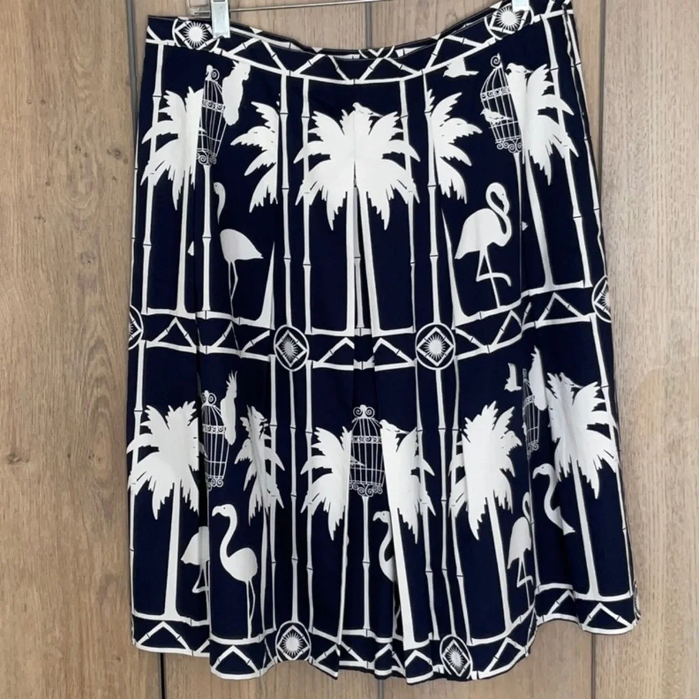 NWT Talbots Blue and White South Beach Pleated Skirt Size 14 - Picture 3 of 9